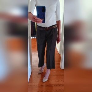 Jaidan Linen Blend Low Rise Belt Loop Crop Pant Size 8